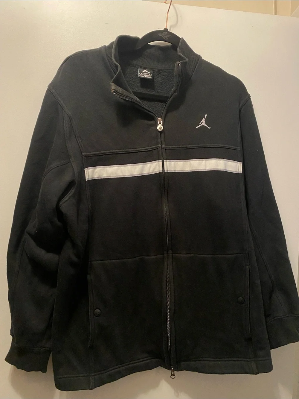 Jordan Black Track Jacket with White Chest Stripe